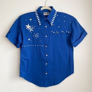 Vintage City Girl western show shirt button down cowgirl cowboy rodeo L horse